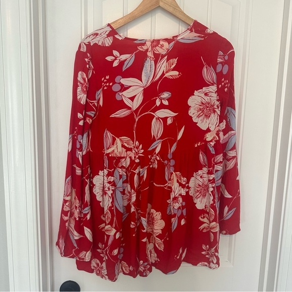 Free People Blouse Flare Sleeve Babydoll Boho Floral Casual Size Extra Small - Picture 5 of 8